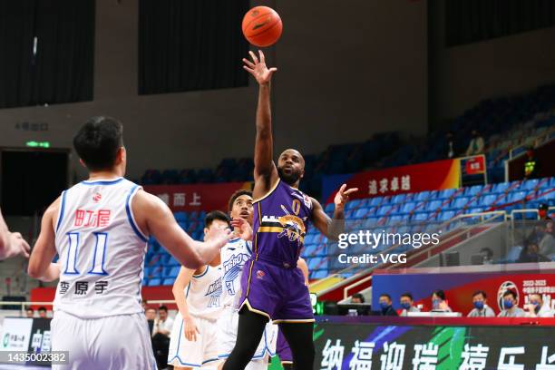 Robert Golden of Beijing Royal Fighters shoots the ball during 2022/2023 Chinese Basketball Association League match between Ningbo Rockets and...