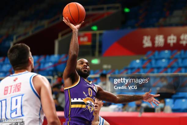 Robert Golden of Beijing Royal Fighters shoots the ball during 2022/2023 Chinese Basketball Association League match between Ningbo Rockets and...