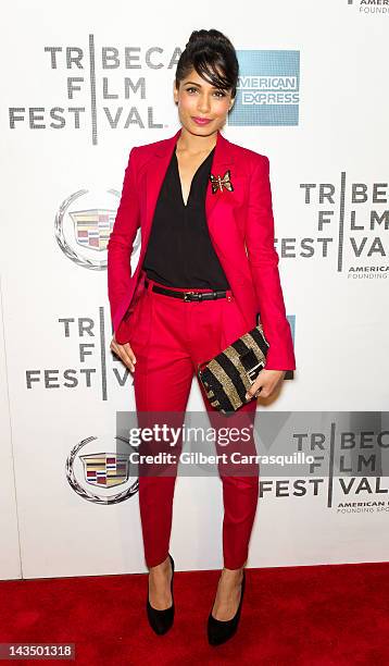 Actress Freida Pinto attends the "Trishna" premiere during the 2012 Tribeca Film Festival at BMCC Tribeca PAC on April 27, 2012 in New York City.