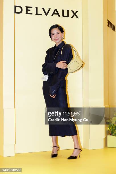 South Korean actress Kim Na-Young attends the photocall for "DELVAUX" pop-up store at The Galleria Department Store on October 20, 2022 in Seoul,...