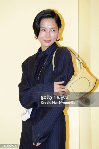 South Korean actress Kim Na-Young attends the photocall for "DELVAUX" pop-up store at The Galleria Department Store on October 20, 2022 in Seoul,...