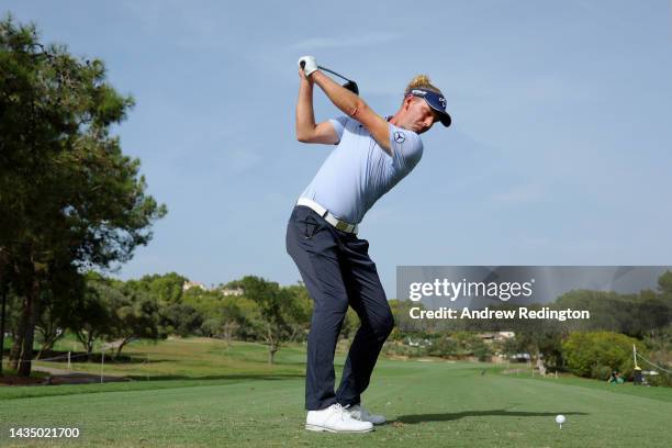 Marcel Siem of Germany tees off on the 3rd hole on Day One of the Mallorca Golf Open at Son Muntaner Golf Club on October 20, 2022 in Palma de...