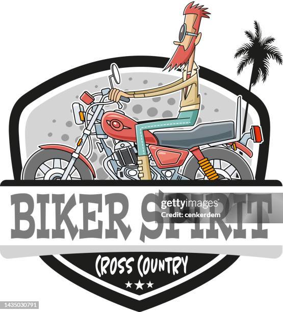 stockillustraties, clipart, cartoons en iconen met biker t-shirt - vintage motorcycle