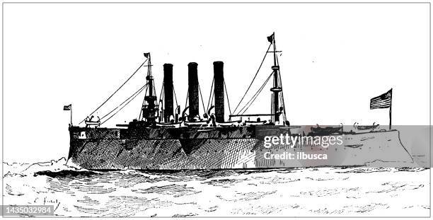antique image: us navy ships, "brooklyn" - brooklyn stock illustrations
