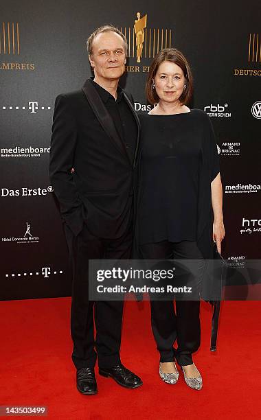 Edgar Selge and Franziska Walser arrive for the Lola - German Film Award 2012 at Friedrichstadt-Palast on April 27, 2012 in Berlin, Germany.