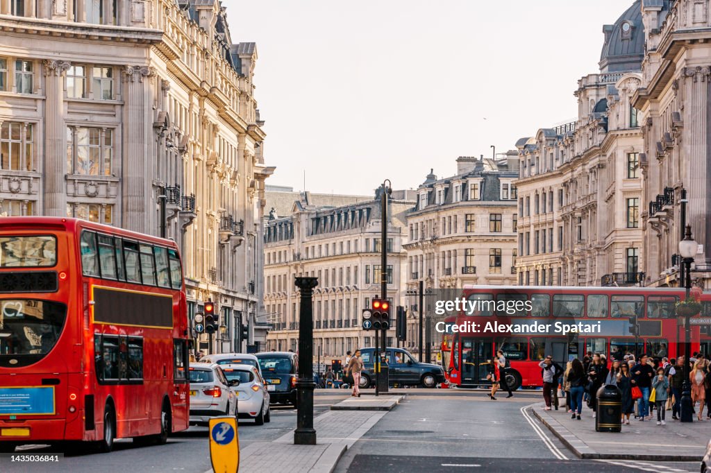 Regent Street and Oxford Street intersection in London, UK