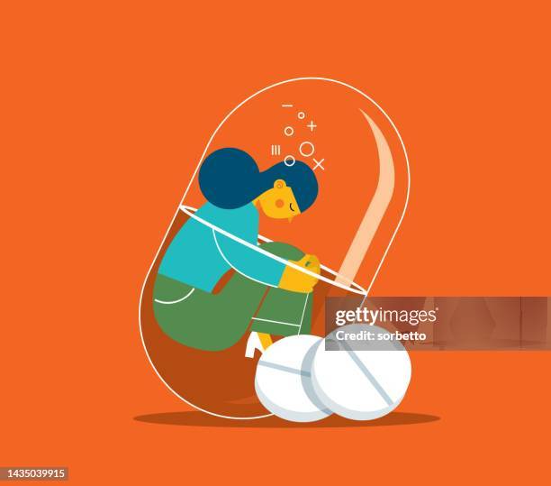 businesswoman - addiction - controlled substances covid 19 stock illustrations