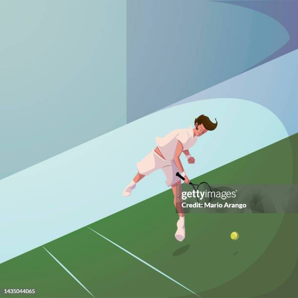 illustration of man playing tennis - kicking-soccer-ball-clip-art stock illustrations