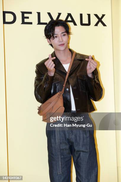 Ro Woon aka RoWoon attends the photocall for "DELVAUX" pop-up store at The Galleria Department Store on October 20, 2022 in Seoul, South Korea.