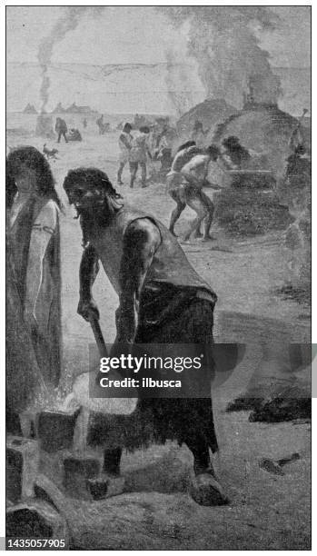 antique image: painting, ancient era panels by cormon - counterfeit stock illustrations