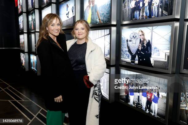 Nikki DeLoach and Jaicy Elliot visit the Empire State Building on October 20, 2022 in New York City.