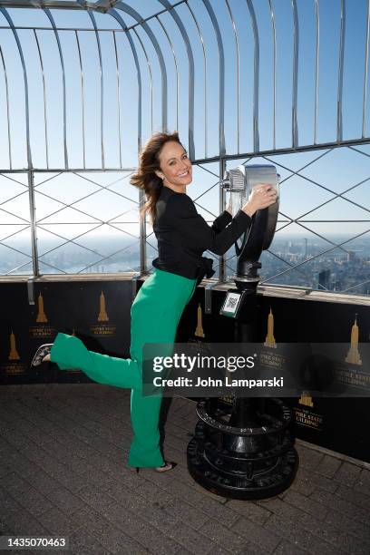 Nikki DeLoach visits the Empire State Building on October 20, 2022 in New York City.