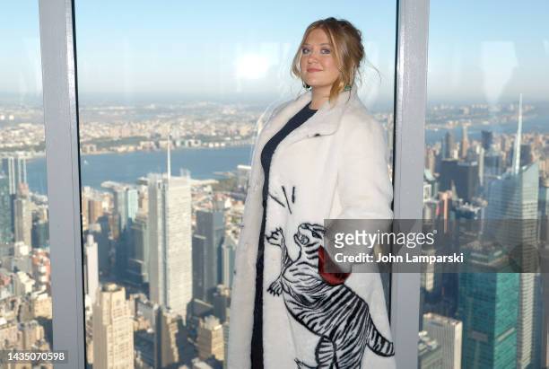 Jaicy Elliot visits the Empire State Building on October 20, 2022 in New York City.