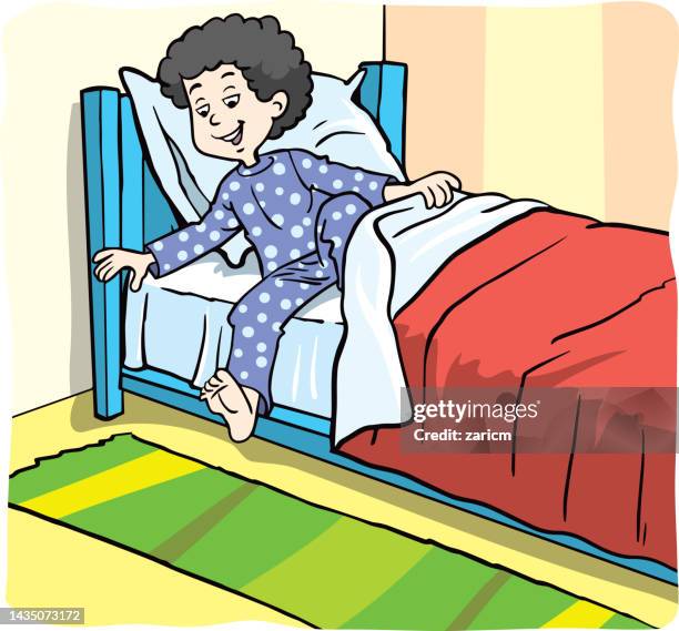 Getting Up Vector Boy Getting Up In The Morning At Bedroom High-Res Vector Graphic ...