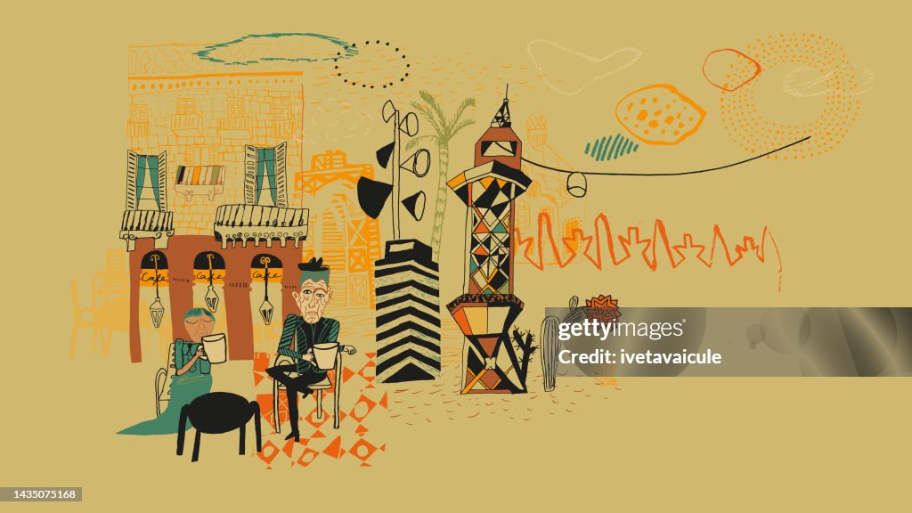 Cafe scene in Barcelona