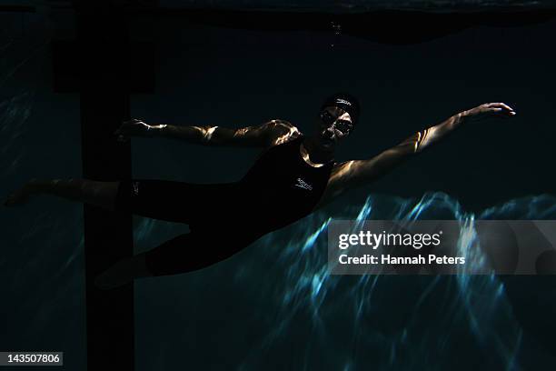 New Zealand Paralympic swimmer Sophie Pascoe poses during a portrait session at Milennium Institute on April 27, 2012 in Auckland, New Zealand.