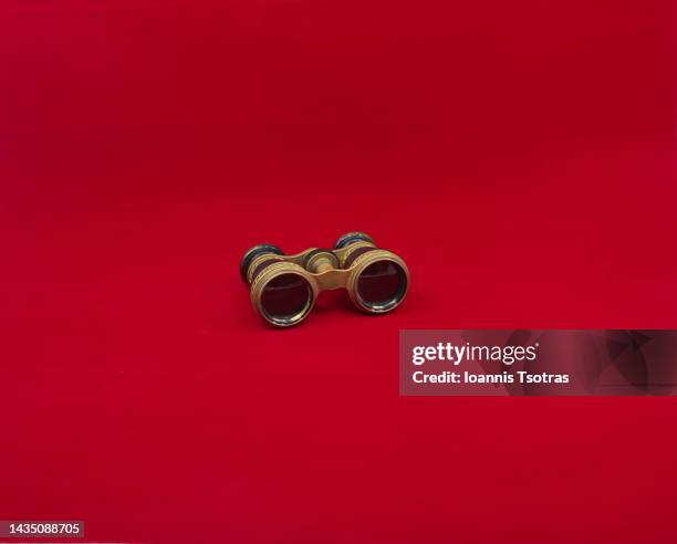 brass folding binoculars - binoculars isolated stock pictures, royalty-free photos & images