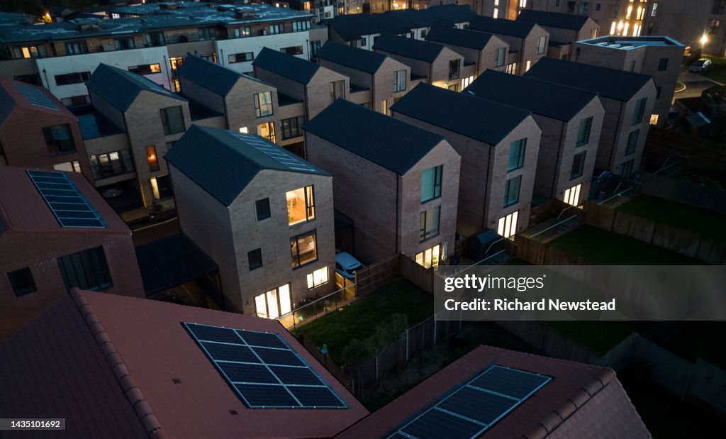 Solar Powered Homes at Dusk