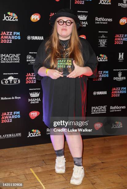 Emma-Jean Thackray with the Album Of The Year Award for “Yellow” during the Jazz FM Awards at Shoreditch Town Hall on October 20, 2022 in London,...