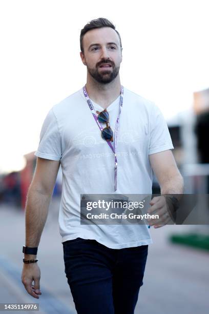 James Hinchcliffe walks in the Paddock during previews ahead of the F1 Grand Prix of USA at Circuit of The Americas on October 20, 2022 in Austin,...