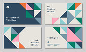 Presentation design layout set with geometric triangle graphics — Alex System, IpsumCo Series