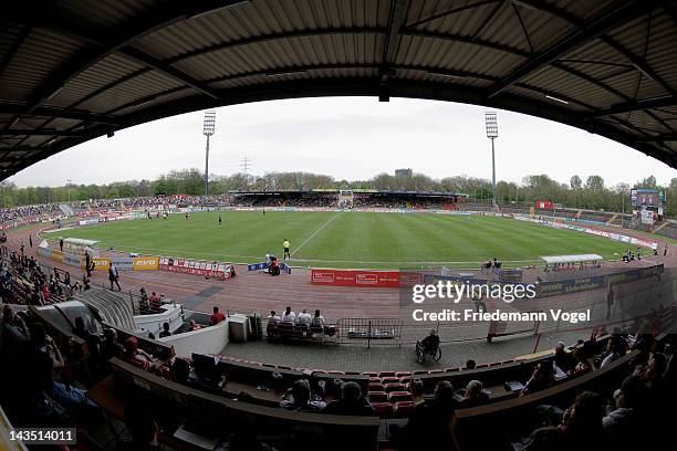 General view during the Third League match between RW Oberhausen and Jahn Regensburg at the Niederrhein Stadium on April 28, 2012 in Oberhausen,...