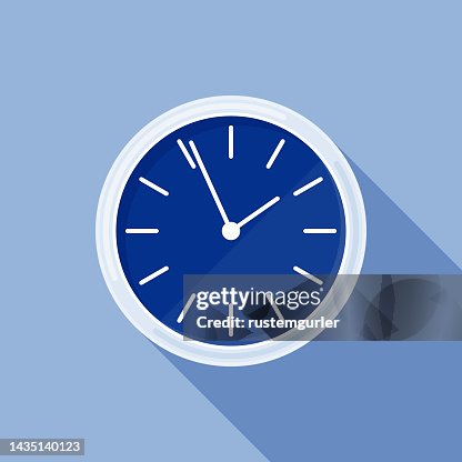 Flat wall clock with long shadow Flat wall clock with long shadow