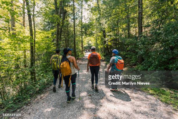 group of mature women on a day hike - "marilyn nieves" stock pictures, royalty-free photos & images
