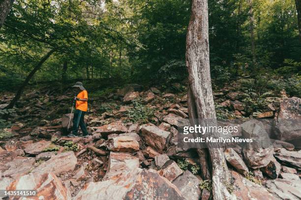 woman hiking through rocky terrain - "marilyn nieves" stock pictures, royalty-free photos & images