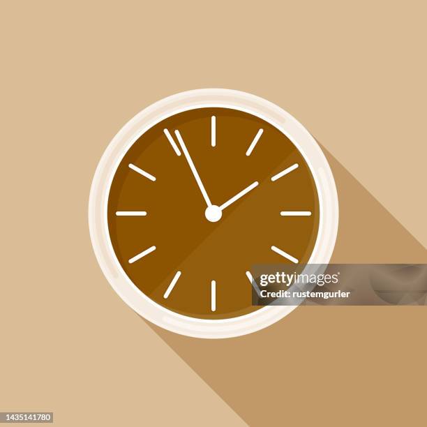 flat wall clock with long shadow - time machine stock illustrations