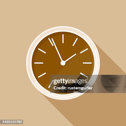 Flat wall clock with long shadow Flat wall clock with long shadow