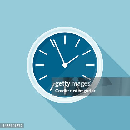 Flat wall clock with long shadow Flat wall clock with long shadow