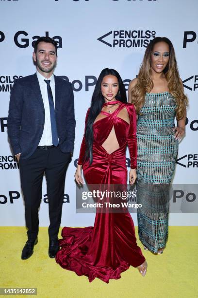 Adam Braun, Natasha Graziano, and Kailee Scales attend the 2022 Pencils of Promise Gala at Museum of Moving Image on October 20, 2022 in New York...