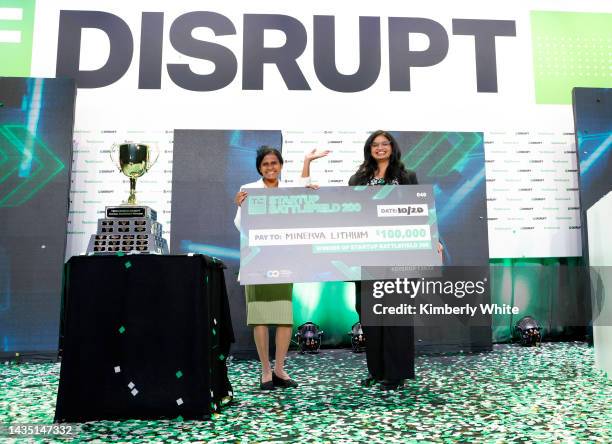 TechCrunch Startup Battlefield Winners Hemali Rathnayake and Sheeba Dawood onstage during TechCrunch Disrupt 2022 on October 20, 2022 in San...