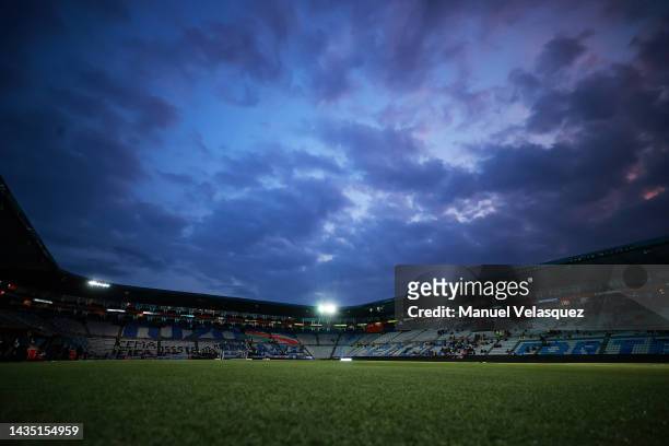 General view of the Hidalgo Stadium prior the semifinal first leg match between Pachuca and Monterrey as part of the Torneo Apertura 2022 Liga MX at...