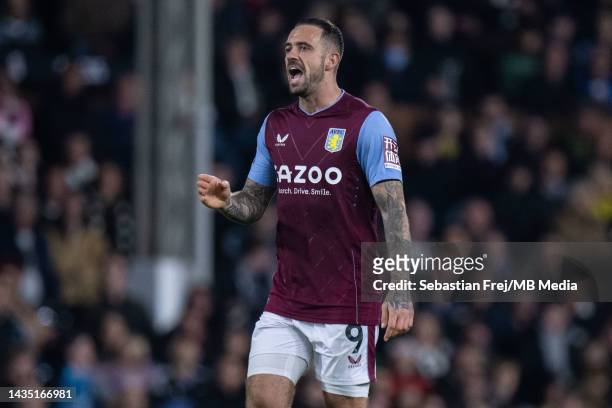 Danny Ings of Aston Villa during the Premier League match between Fulham FC and Aston Villa at Craven Cottage on October 20, 2022 in London, United...