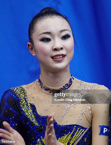 Natsuki Fukase of Japanese team during competition of FIG Rhythmic Gymnastics World Cup in Penza on April 28, 2012 in Penza, Russia.