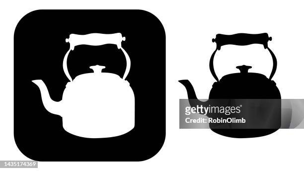 black and white tea kettle icons 5 - teapot icon stock illustrations
