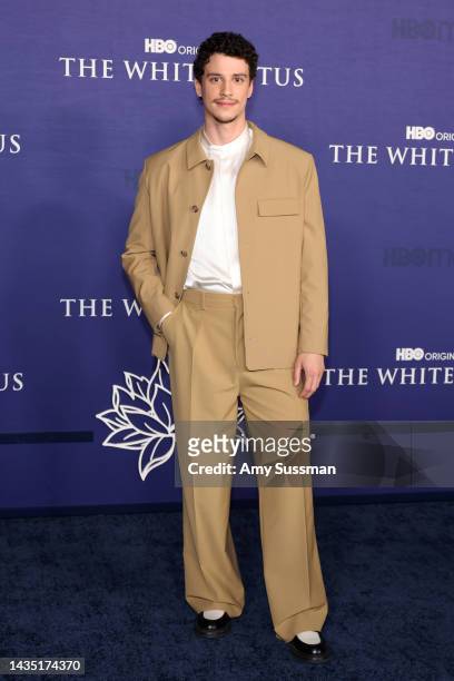 Adam DiMarco attends the Los Angeles Season 2 Premiere of HBO Original Series "The White Lotus" at Goya Studios on October 20, 2022 in Los Angeles,...
