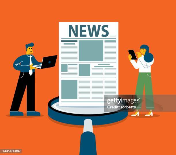 newspaper - business people - article stock illustrations