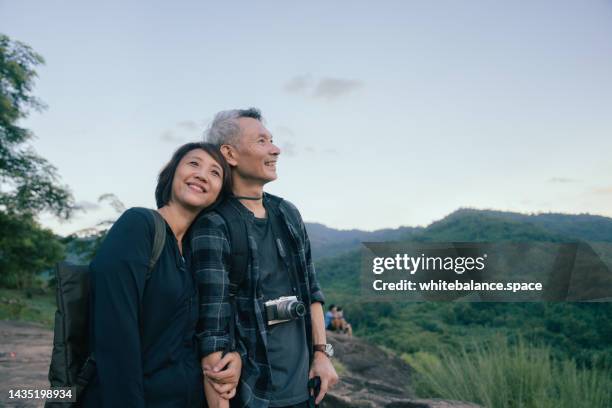 this is my life. - asian senior couple stock pictures, royalty-free photos & images