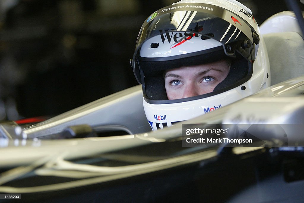 IRL driver Sarah Fisher in McLaren F1 car