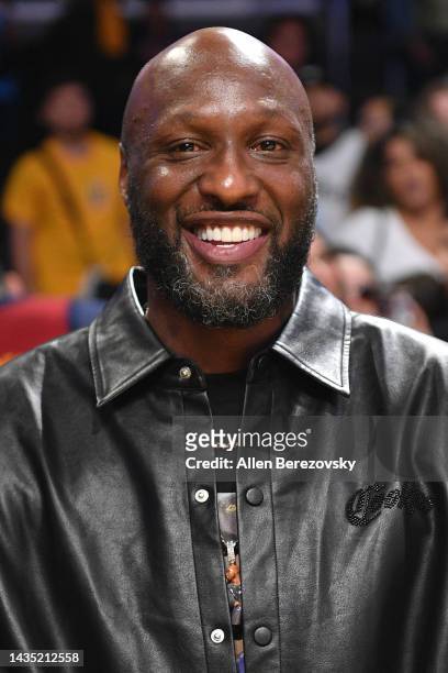 Lamar Odom attends a basketball game between the Los Angeles Lakers and the Los Angeles Clippers at Crypto.com Arena on October 20, 2022 in Los...
