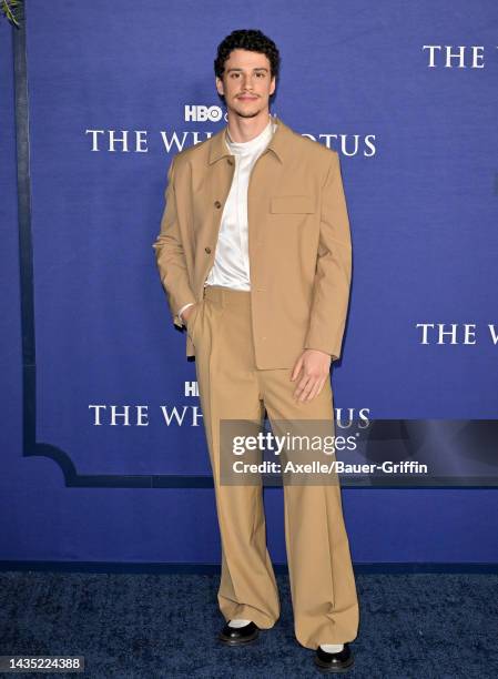 Adam DiMarco attends the Los Angeles Season 2 Premiere of HBO Original Series "The White Lotus" at Goya Studios on October 20, 2022 in Los Angeles,...