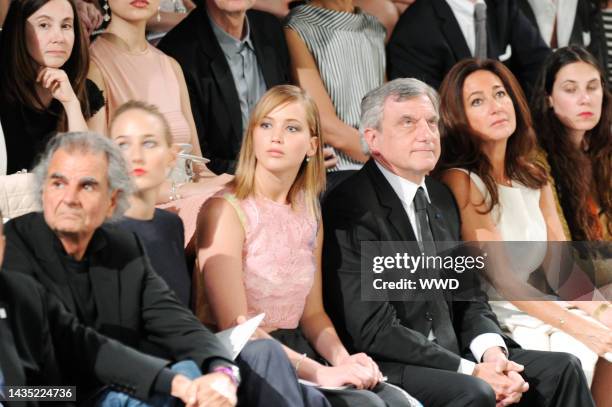 Patrick Demarchelier, Leelee Sobieski, Jennifer Lawrence and Sidney Toledano attend Christian Dior's fall 2013 haute couture runway show.