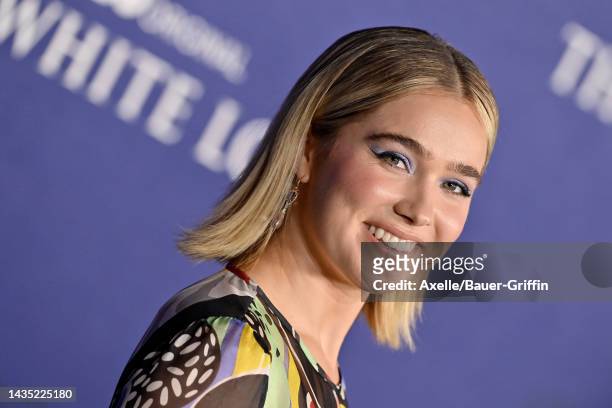 Haley Lu Richardson attends the Los Angeles Season 2 Premiere of HBO Original Series "The White Lotus" at Goya Studios on October 20, 2022 in Los...