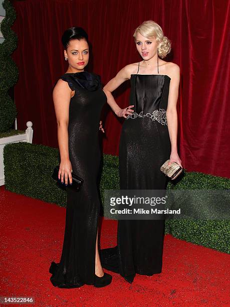 Actresses Shona McGarty and Hetti Bywater attends the British Soap Awards at The London Television Centre on April 28, 2012 in London, England.
