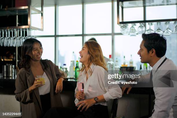 group of friends are celebrating and party at hotel. - drunk asian women stock pictures, royalty-free photos & images