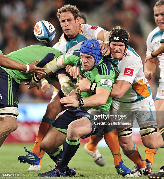 James Haskell of the Highlanders during the 2012 Super Rugby match between Toyota Cheetahs and Highlanders at Free State Stadium on April 28, 2012 in...