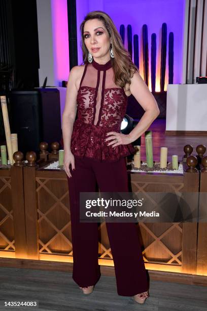 Arlette Pacheco poses for a photo during 'Cabo' soap opera presentation at Televisa San Angel on October 20, 2022 in Mexico City, Mexico.